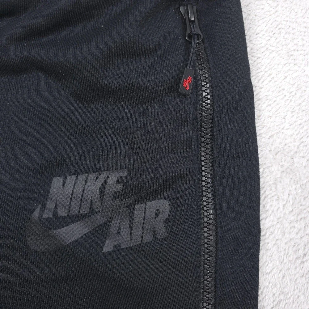 Nike Sweatpants Mens Small Black Air Fleece Joggers Zip Pocket Tapered Gym Run